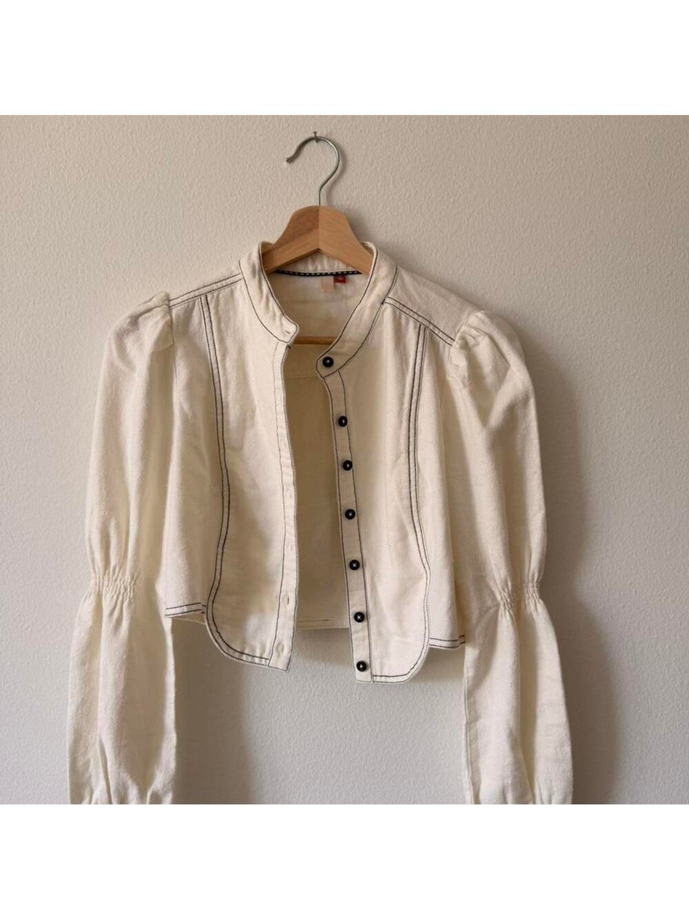 Anthropologie cream cropped jacket